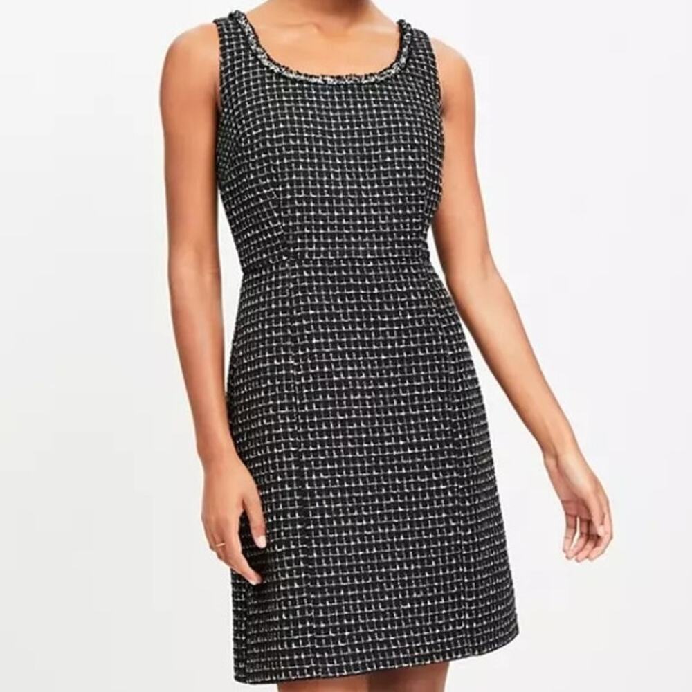 Loft Women's Metallic Tweed Mini Flare Dress Size 00‎